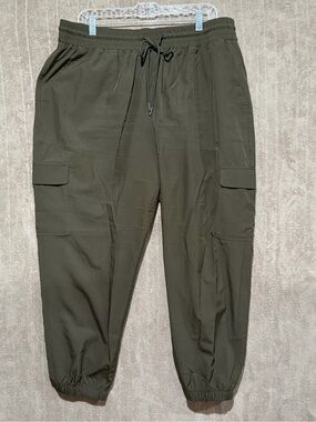 STRETCHTECH Men Quick Dry XL Track Pants Olive Green Windbreaker Training Cargo